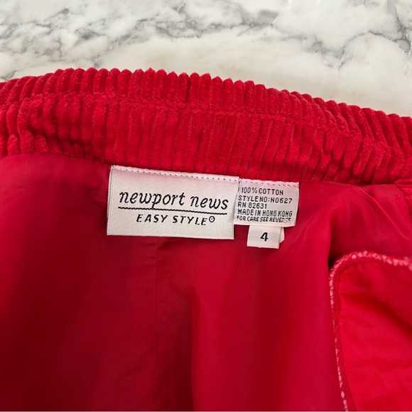 Vintage Newport News red wide tooth corduroy blazer jacket shoulder pads Size 4 - Picture 13 of 13